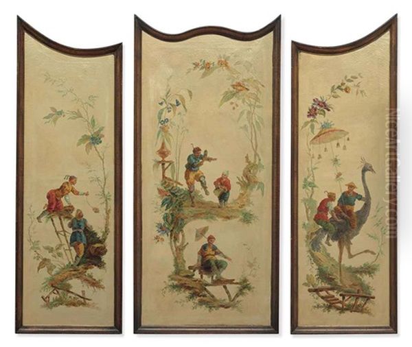Chinoiseries Figures Within Landscapes (+ 2 Others, Smllr; 3 Works) - view 1