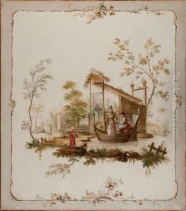 Chinoiserie, Un Couple Dans Une Barque