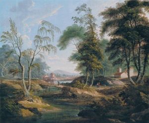 Arkadische Landschaft Mit Einem Wasserlauf