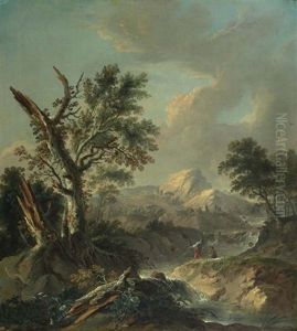 Landschaft Mit Fischern Am Fluss Landschaft Mit Fischern Am Fluss