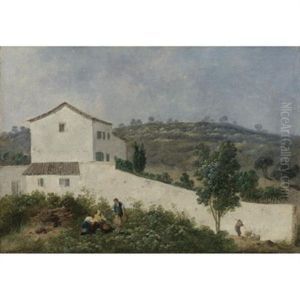 Landscape With A White House And Farmers In The Foreground
