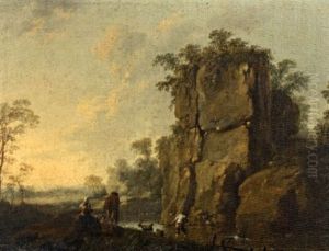Paysage De Riviere Anime De Personnages by Jean-Baptiste Pillement