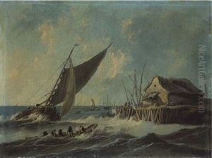 Pecheurs Et Navires Pres D'un Rivage Pecheurs Et Navires Pres D'un Rivage