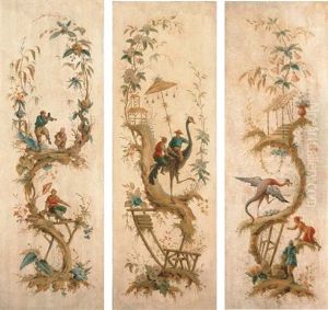 Chinoiseries (set Of 3, Mounted As A Screen) by Jean-Baptiste Pillement