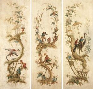 Chinoiseries (triptych On Screen) by Jean-Baptiste Pillement