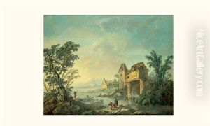 Paysage Au Moulin A Eau by Jean-Baptiste Pillement