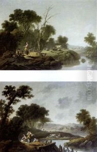 La Halte Des Bergers Au Bord D'une Riviere by Jean-Baptiste Pillement