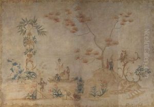 Panneau Mit Chinoiserie-szene by Jean-Baptiste Pillement