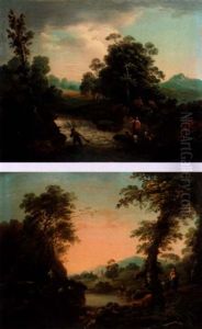 Extensive River Landscape With Fishers Extensive River Landscape With Fishers