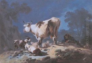 Un Jeune Berger Endormi Pres De Son Troupeau by Jean-Baptiste Pillement