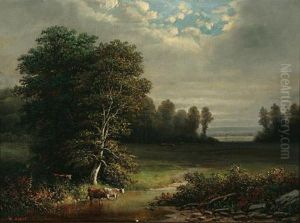 Landscape With Cows Watering by Henry Boese