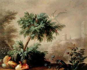 Capriccio Landscape With Exotic Plants And A Distant Castle by Jean-Baptiste Pillement