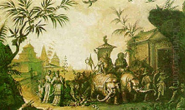 Orientals Riding Elephant - view 1