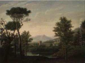 Landscape In The Roman Campagna, With A Shepherd Resting In The Foreground