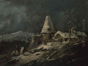 Paysage De Neige Avec Des Paysans Paysage De Neige Avec Des Paysans