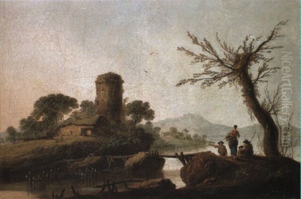 Italianate River Landscapes With Figures - view 1