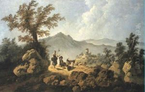 Rocky, River Landscape With A Peasant Girl And A Shepherd Boy