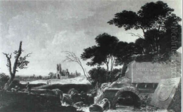 An Extensive River Landscape With A Ruined Bridge - view 1