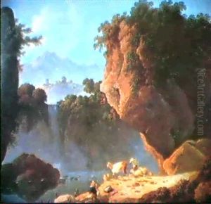 Paysage Montagneux Avec Cascade by Jean-Baptiste Pillement