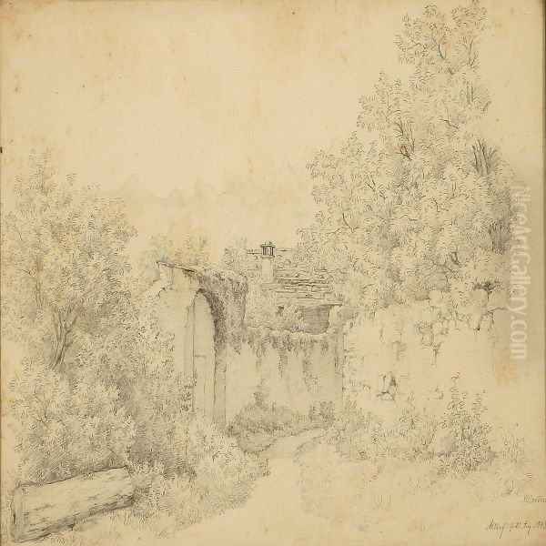 Garden Scene From Altoft, Alsace In France - view 1
