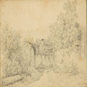 Garden Scene From Altoft, Alsace In France by August Vilhelm Boesen
