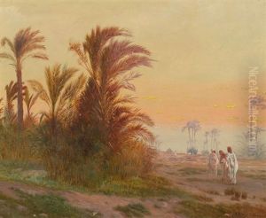 Beduinen In Einer Oase Bei Cairo by Otto Pilny