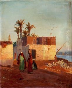 Frauen Beim Wasserholen Vor Einer Orientalischen Stadt