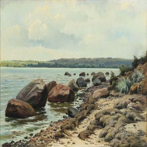 A Danish Beach Scenery At Spring Time by Johannes Boesen