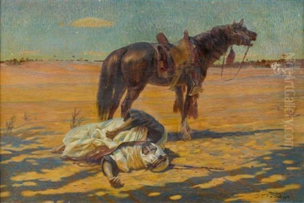 Krieger Und Pferd In Der Wuste - view 1
