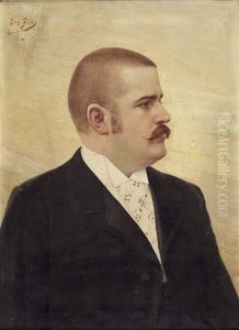 Portrait Eines Herrn (+ Bildnis Einer Jungen Dame, 1894; 2 Works) by Otto Pilny