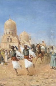 Einfahrt Eines Muslimischen Wurdentragers In Kairo by Otto Pilny