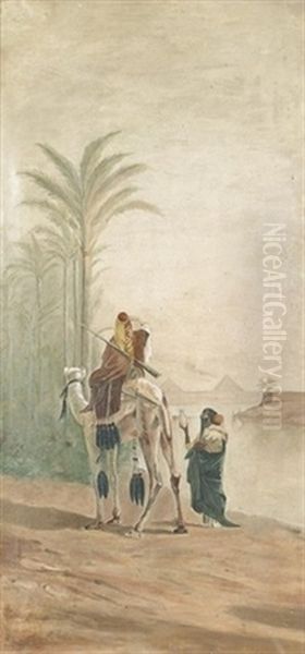 Orientalische Szene Vor Den Pyramiden Von Gizeh - view 1