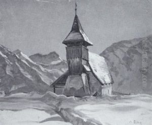 Winterliche Gebirgskapelle by Otto Pilny