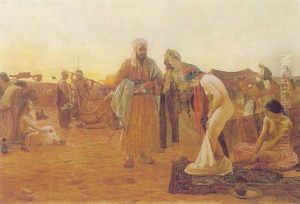 A Slave Market In The Desert by Otto Pilny
