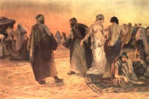 Marche Aux Esclaves Dans Le Desert by Otto Pilny