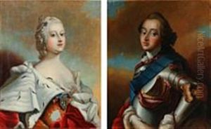 A Pair Of Portraits Of King Frederik V And Queen Louise