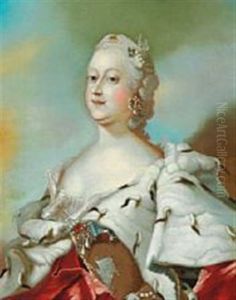 Portrait Of Queen Louise (1724-1751) Married To Frederik V by Carl Gustav Pilo