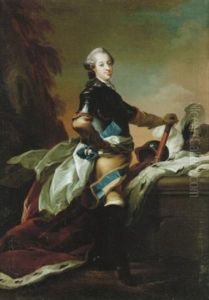 Portratt Av Den Danske Kungen Frederik V Iford Harnesk Samt Med Den Vanstra Handen Vilande Pa En Marskalksstav Portratt Av Den Danske Kungen Frederik V Iford Harnesk Samt Med Den Vanstra Handen Vilande Pa En Marskalksstav