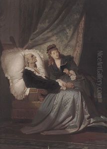 Junge Frau Am Krankenlager Des Vaters by Ferdinand Piloty the Younger
