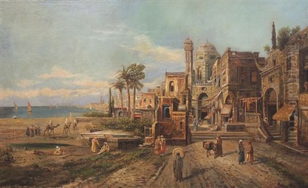 Nordafrikanische Kustenstadt Mit Prachtigen Bauten Und Eingangen Zu Den Basaren Und Einer Moschee - view 1
