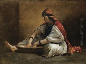 Jeune Femme Kabyle Preparant Le Couscous