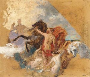 Study For A Classical Scene With Figures And Horses by Isidore Alexandre Augustin Pils