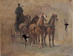 Attelage De Chasse (preparatory Study For Le Retour D'une Battue De Chasse) by Isidore Alexandre Augustin Pils