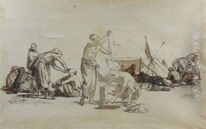 Esquisse Pour Une Scene De Campement Arabe (study) by Isidore Alexandre Augustin Pils