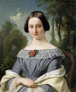 Portrait Of A Young Woman by Christian Eduard Boettcher