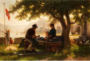 Rheinlandschaft Mit Genreszene by Christian Eduard Boettcher