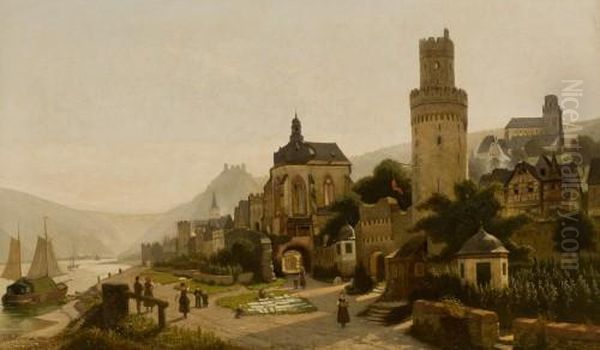 Das Rheinufer Bei Oberwesel - view 1