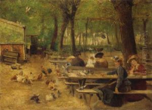 Feeding The Pigeons In The Park by William Edwin Pimm