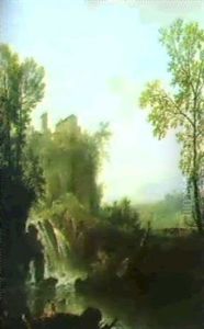 Anglers By Waterfall In An Italian Landscape by Nicolas Pimont