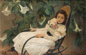 Retrato De Virtudes Con 12 Anos Sentada En Una Mecedora, 1896 by Jose Pinazo Martinez